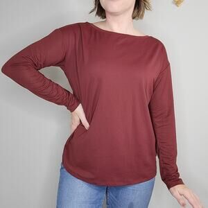 Fabletics Cinched Mesh Back Long Sleeve Top Size Small